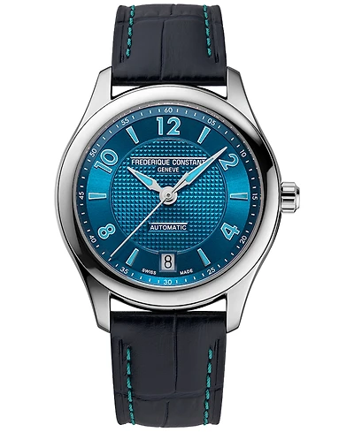 Frederique Constant Women's Swiss Automatic Runabout Blue Leather Strap Watch 36mm