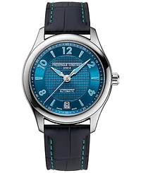 Frederique Constant Women's Swiss Automatic Runabout Blue Leather Strap Watch 36mm