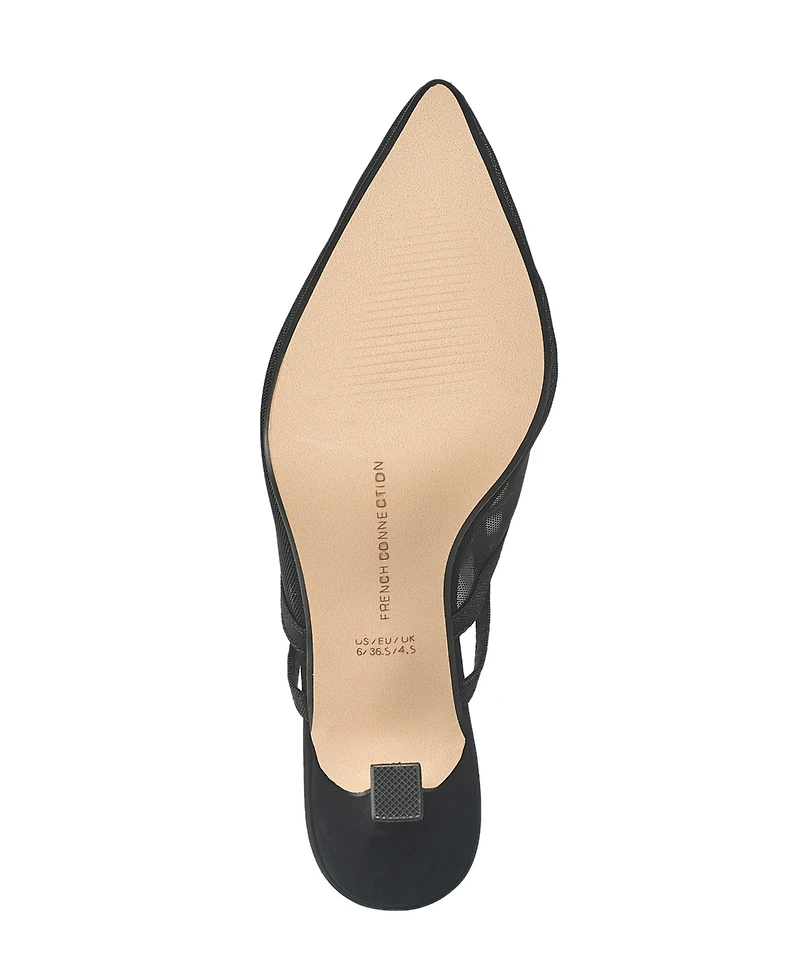 French Connection Women's Mesh Toe Kitten Heel