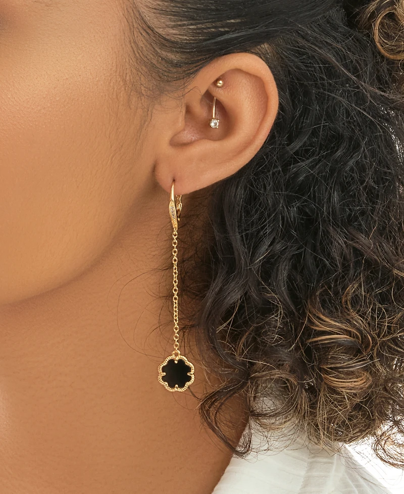 Sterling Forever Rose Petal Long Drop Earrings