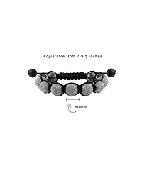 Bling Jewelry Black White Gold Tone Chain Link Bracelet with Crystal Ball Beads Cord