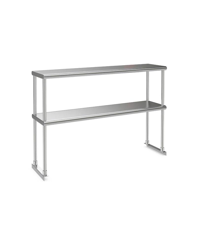 48 x 12 Inch Kitchen Stainless Steel Over shelf with Adjustable Lower Shelf