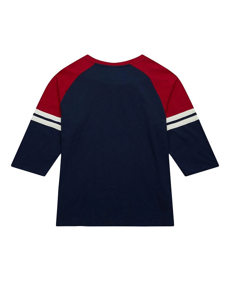 Mitchell & Ness Men's Navy Boston Red Sox Cooperstown Collection Legendary Raglan Slub Henley 3/4-Sleeve T-Shirt
