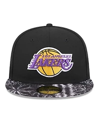 New Era Men's Black Los Angeles Lakers Coral Reef Visor 59FIFTY Fitted Hat