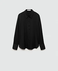 Mango Women's Satin Finish Flowy Shirt