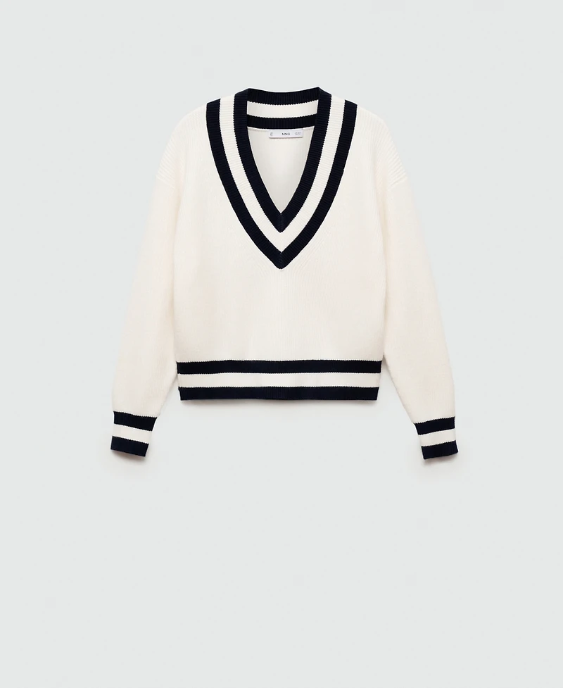 Mango Women's Contrasting V-Neck Sweater