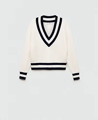 Mango Women's Contrasting V-Neck Sweater