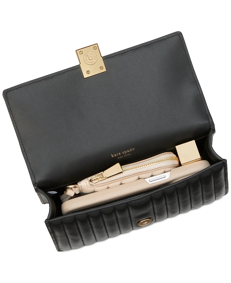 kate spade new york Deco Quilted Leather Mini Flap Chain Crossbody Bag