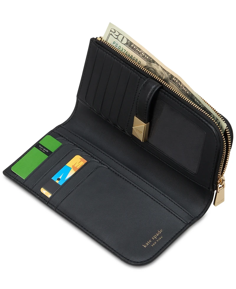 kate spade new york Deco Pebbled Leather Zip Slim Wallet