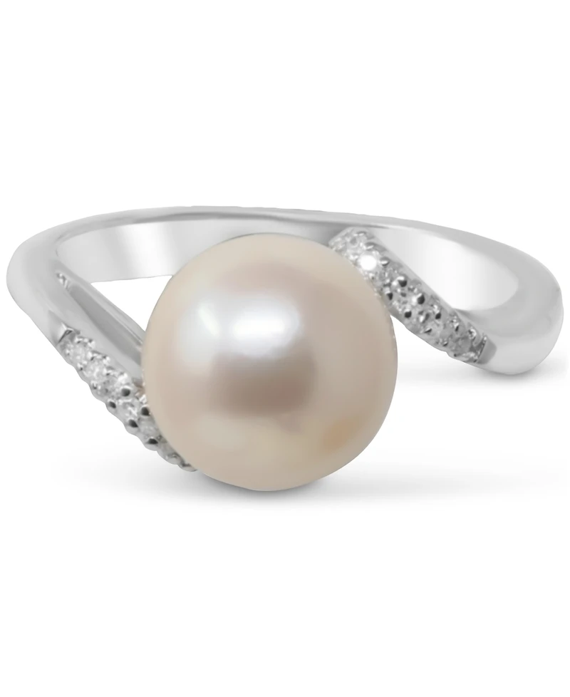 Cultured Freshwater Pearl (8-1/2mm) & Diamond (1/20 ct. t.w.) Swirl Ring in Sterling Silver