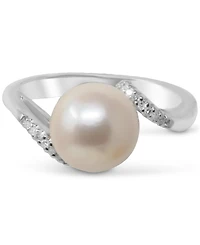 Cultured Freshwater Pearl (8-1/2mm) & Diamond (1/20 ct. t.w.) Swirl Ring in Sterling Silver