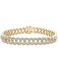Men's Diamond Curb Link Bracelet (1 ct. t.w.) Sterling Silver (Also 14k Gold-plated silver)