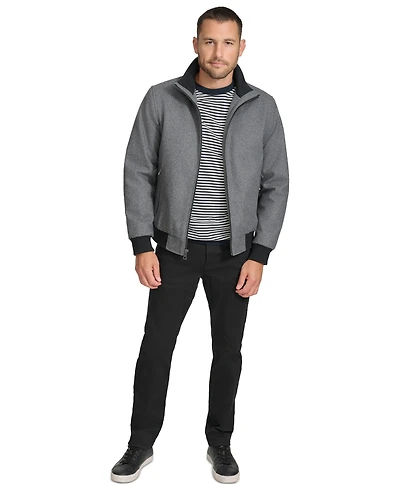 Calvin Klein Men's Wool Bomber Jacket With Knit Trim