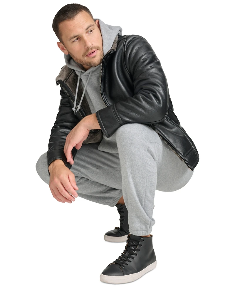 Calvin Klein Men's Pebble Faux Leather & Faux Fur Lined Jacket