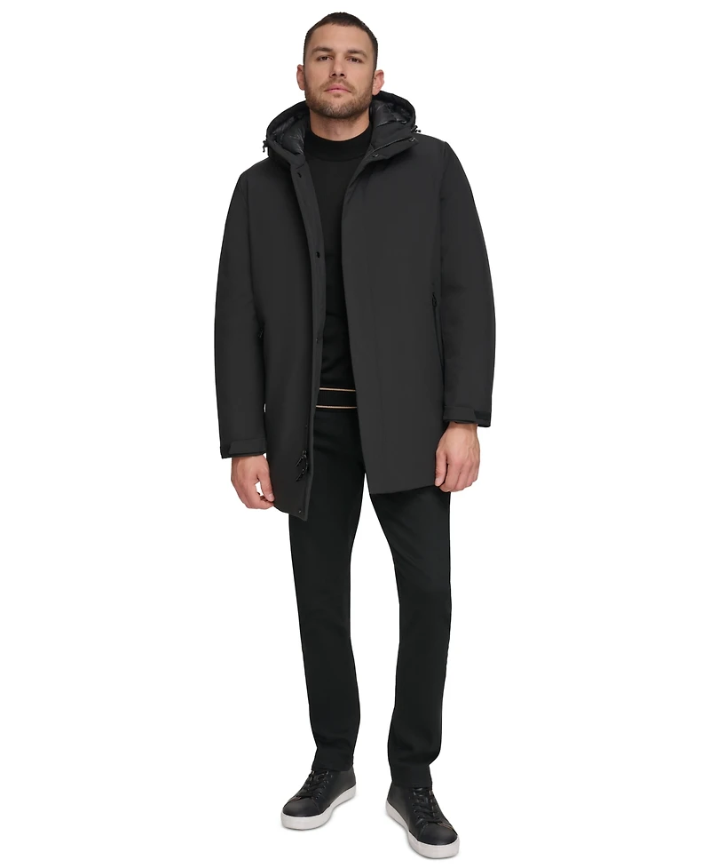 Calvin Klein Men's Flextech Stretch Water-Resistant Hooded Stadium Jacket