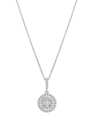 Diamond Double Halo 18" Pendant Necklace (1/4 ct. t.w.) in Sterling Silver, Created for Macy's
