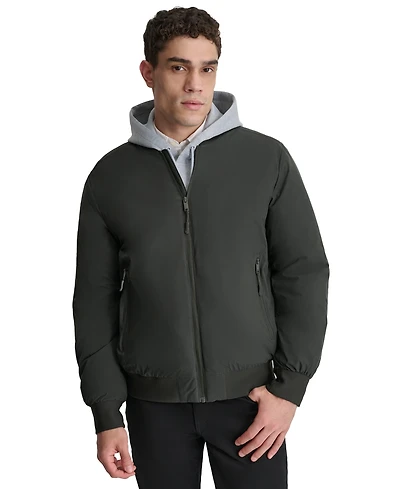 Dkny Men's Stretch Zip-Front Zip-Pocket Bomber Jacket