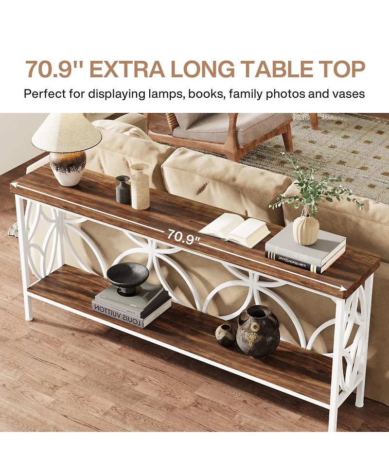 Tribesigns 70.9-Inch Narrow Sofa Table, Industrial Long Table Behind Couch for Entryway, Living Room, Foyer, Unique Design