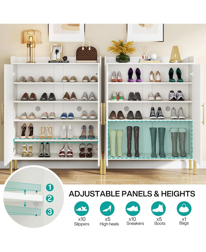 Tribesigns Large Shoe Cabinet, 30 Pairs Entryway Shoe Storage Cabinet with Doors and Shelves, 6-Tier Modern Shoes Rack Organizer for Hallway, Closet,