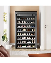 Tribesigns 10 Tier Shoes Rack with Cover, Shoes Racks Organizer for Closet, 50 Pair Large Shoe Stand, Non-Woven Shoe Storage Cabinet (Grey)
