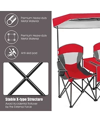 Portable Folding Camping Canopy Chairs with Cup Holder for Two