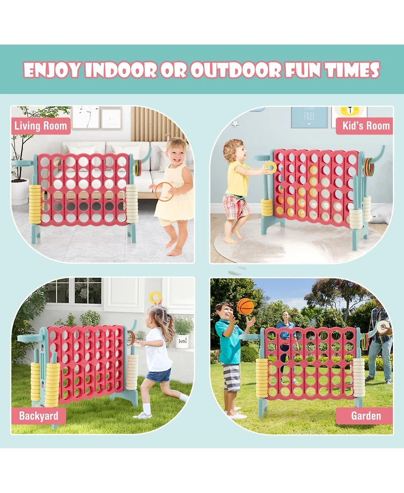 4-in-a-Row Connect Game with Basketball Hoop and Toss Ring