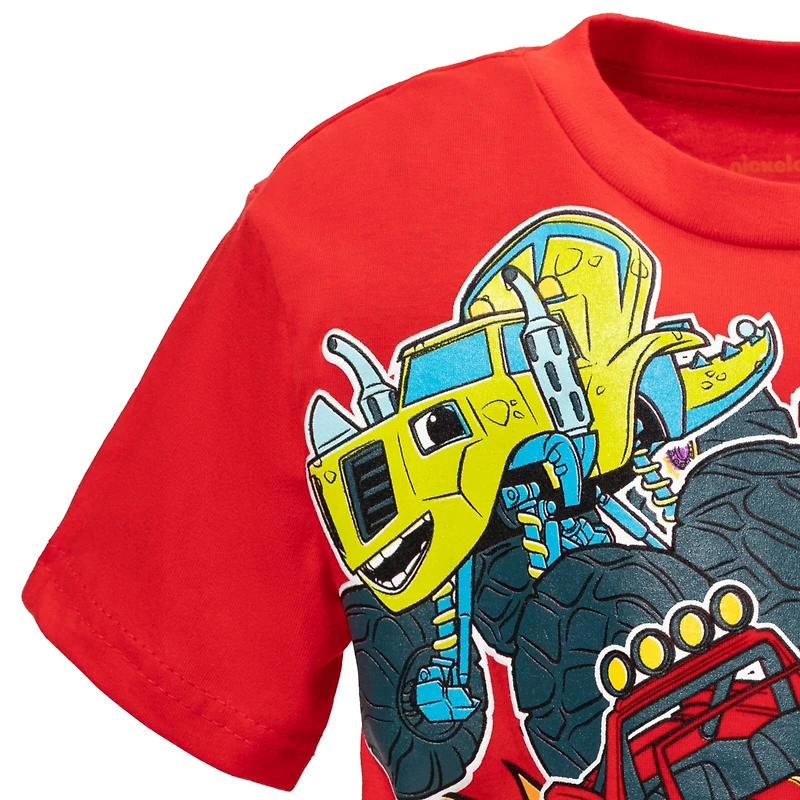 Blaze and the Monster Machines Toddler Boys Pullover T-Shirt Tank Top and Bike Shorts French Terry 3 Piece Outfit Set