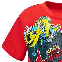 Blaze and the Monster Machines Toddler Boys Pullover T-Shirt Tank Top and Bike Shorts French Terry 3 Piece Outfit Set
