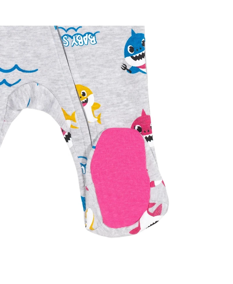 Baby Shark Girls Pinkfong 2 Pack Zip Up Sleep N' Play Coveralls