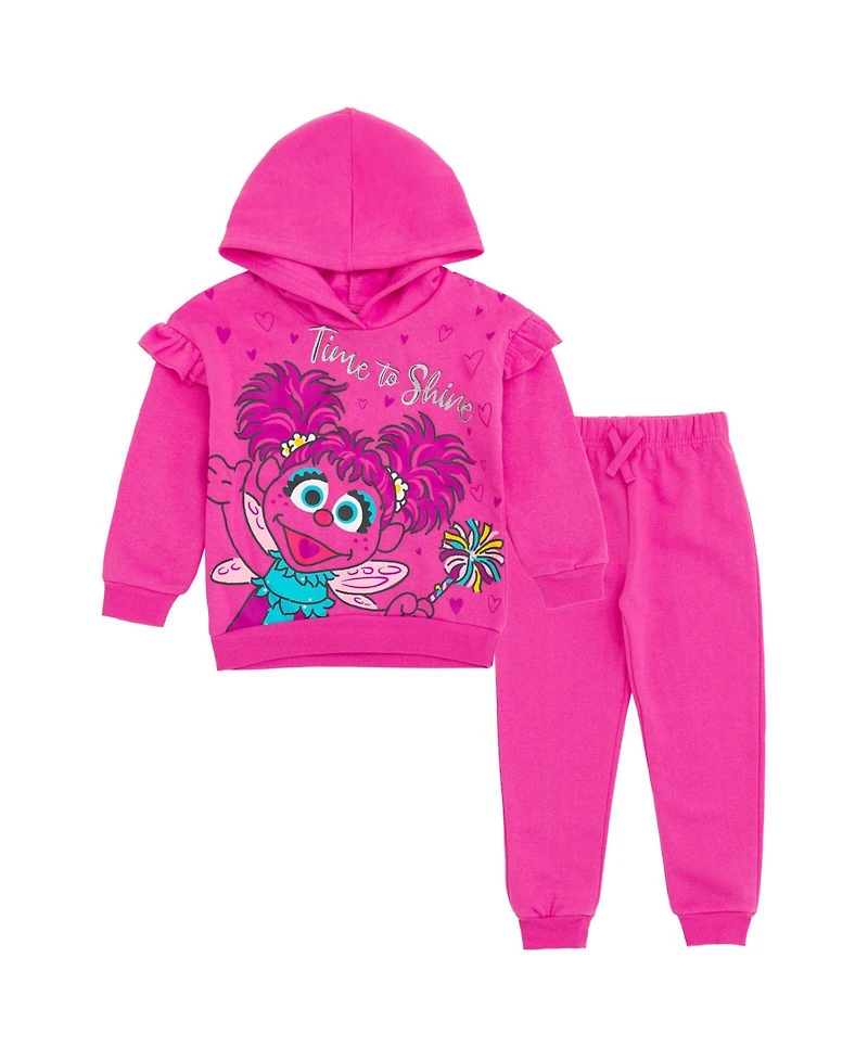 Sesame Street Baby Girls Fleece Pullover Hoodie and Pants Outfit Set to (12 Months - 5T