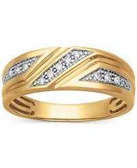 Men's Diamond Three Station Wedding Band (1/10 ct. t.w.) 14k Gold