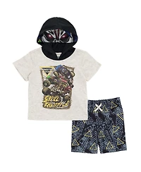 Monster Jam Boys Son-uva Digger Zombie Grave Digger Cosplay T-Shirt and Mesh Shorts Outfit Set to