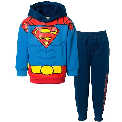 Justice League Boys Dc Comics Superman Batman Fleece Pullover Hoodie and Pants Outfit Set to