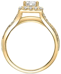 Diamond Princess Halo Triple Row Engagement Ring (1-1/2 ct. t.w.) in 14k Gold
