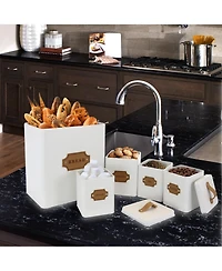 MegaChef Kitchen Food Storage and Organization 5 Piece Canister Set in White