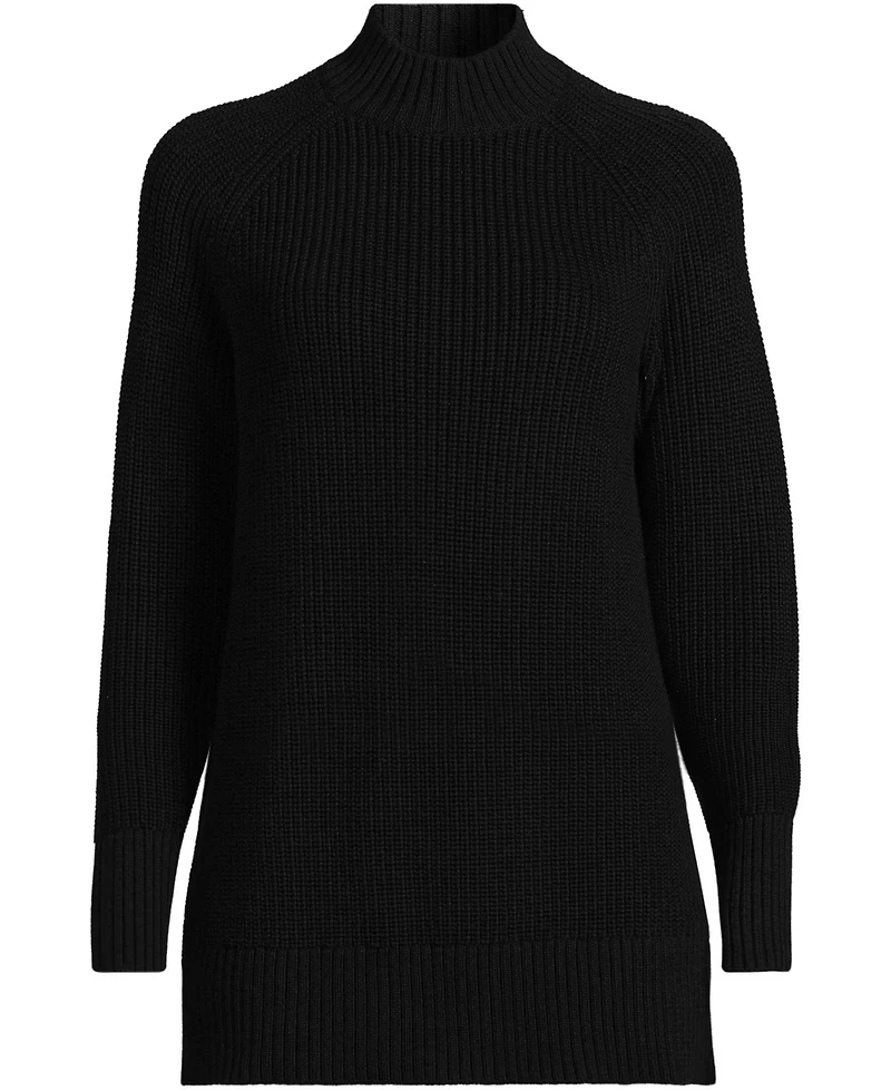 Lands' End Women's Drifter Shaker Easy Fit Mock Neck Tunic Sweater