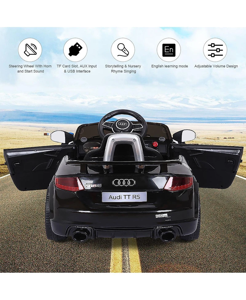 Gymax 12V Audi Tt Rs Electric Kids Ride On Car Licensed Remote Control MP3 Black