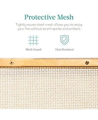 Best Choice Products 38x27in Single Panel Fireplace Screen Handcrafted Steel Mesh Spark Guard w/ Handles