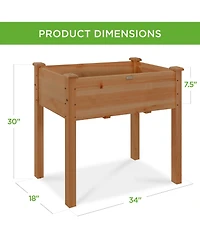 Best Choice Products 34x18x30in Raised Garden Bed, Elevated Wood Planter Box for Kids, Patio w/ Bed Liner