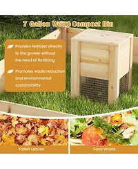 Skonyon 49 x 49 x 10 Inch Raised Garden Bed with Compost Bin and Open-ended Bottom-Natural