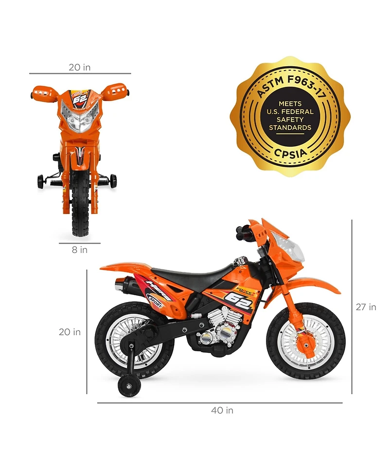 Best Choice Products 6V Kids Electric Battery Powered Ride On Motorcycle w/ Training Wheels, Lights, Music