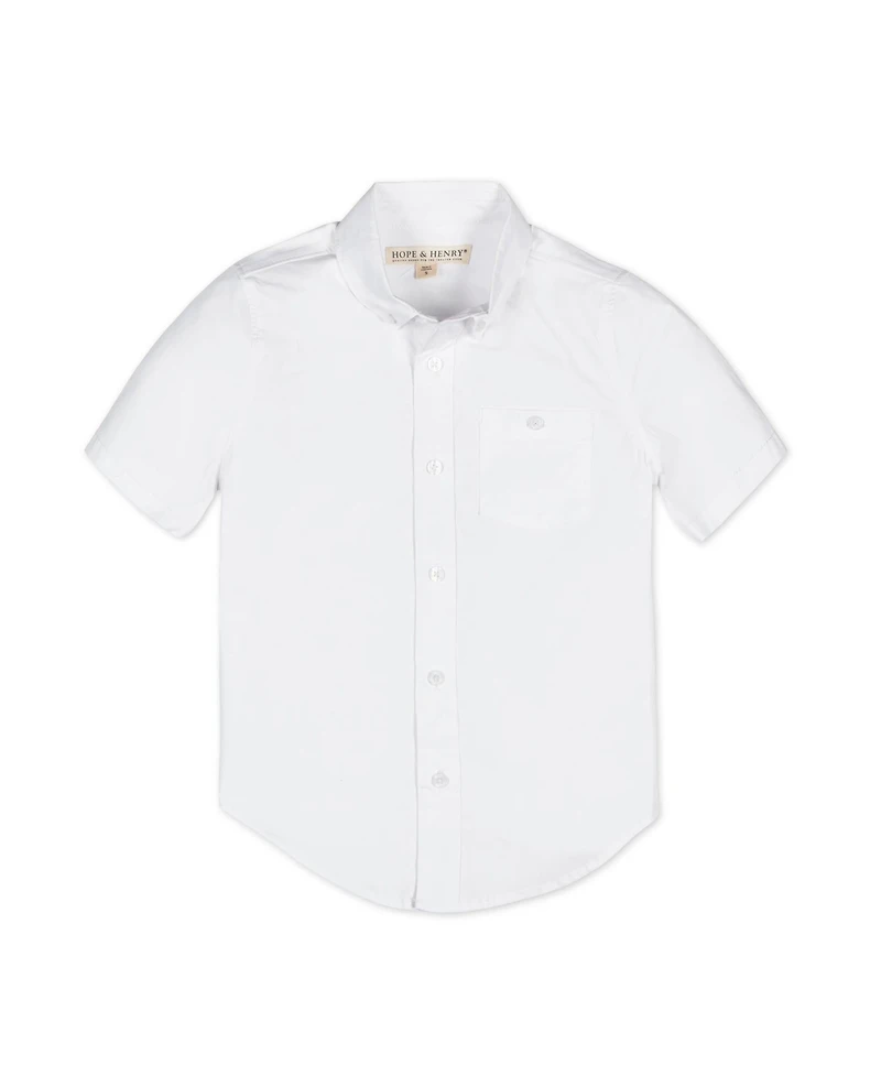 Hope & Henry Boys Short Sleeve Stretch Poplin Button Down Shirt