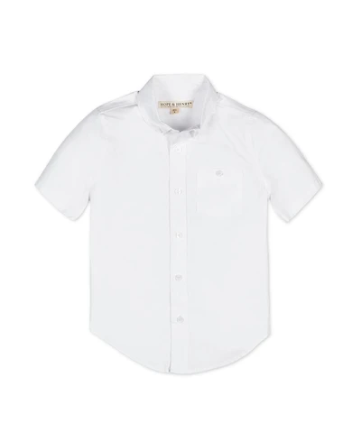 Hope & Henry Boys Short Sleeve Stretch Poplin Button Down Shirt