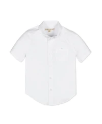 Hope & Henry Boys Short Sleeve Stretch Poplin Button Down Shirt