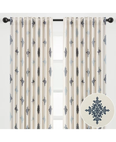 Chanasya Premium 2-Panel Ornamental Damask Room Darkening Curtains - 3-in-1 Back Tab, Rod Pocket, Ring Tab - for Windows Living Room Bedroom