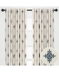Chanasya Premium 2-Panel Ornamental Damask Room Darkening Curtains - 3-in-1 Back Tab, Rod Pocket, Ring Tab - for Windows Living Room Bedroom