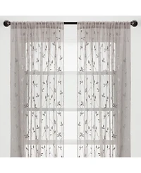 Chanasya Premium Embroidered Vine Curtains - Sheer for Living Room, Bedroom, Kitchen 52" x 63" White, 2 Panels
