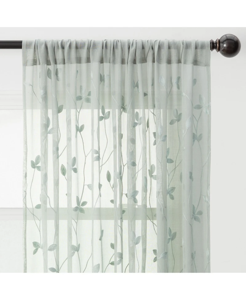 Chanasya Premium Embroidered Vine Curtains - Sheer for Living Room, Bedroom, Kitchen 52" x 84" White, 2 Panels
