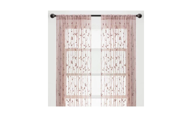 Chanasya Premium Embroidered Vine Curtains - Sheer for Living Room, Bedroom, Kitchen 52" x 108" White, 2 Panels