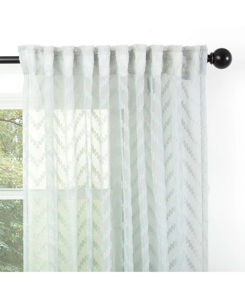 Chanasya Premium 2-Panel Moroccan Embroidered Design Textured Sheer Curtain Panels